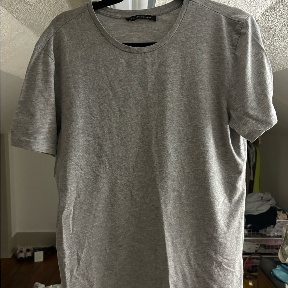 Trendyol Gray Short Sleeve Tee Classic Crew Neck